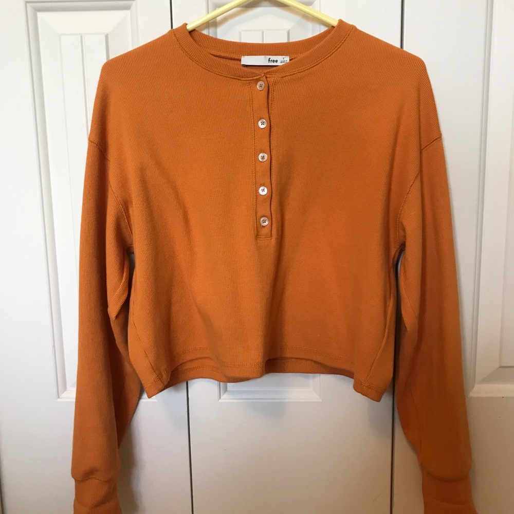 Aritzia Wilfred free orange long sleeve top